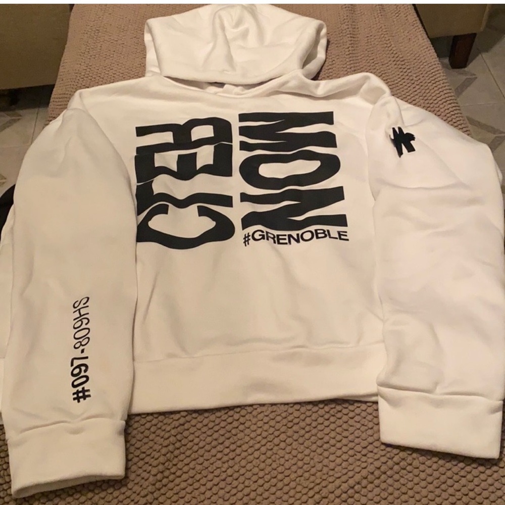 Moncler White Hoodie with Black Graphic